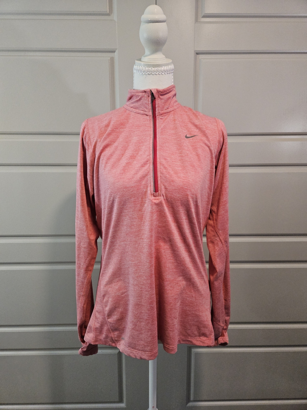 Nike Running Women's Heather Pink Quarter-Zip Pullover-With Thumb Holes Size M